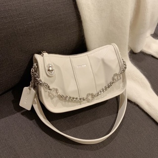 Chio 2nd Nanfeng original white rose chain armpit bag female summer niche light luxury one-shoulder messenger bag . กระเ