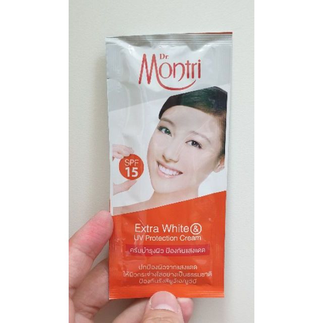 (1ซอง) ดร.มนตรี ครีมบำรุงผิว ป้องกันแสงแดด Extra white & uv protection cream 10 กรัม dr.montri