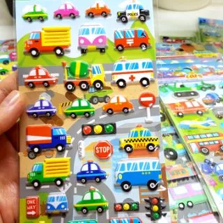 สติ๊กเกอร์อัดนูน3D รถยานพาหนะ(50ลาย)สำหรับเด็ก น่ารัก