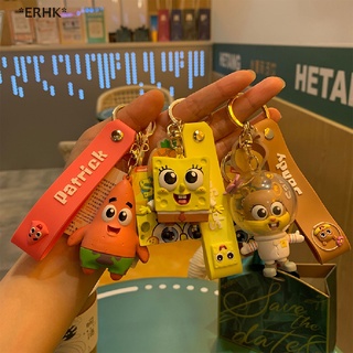 Erhk พวงกุญแจ จี้การ์ตูน SpongeBob SquarePants น่ารัก สําหรับรถยนต์