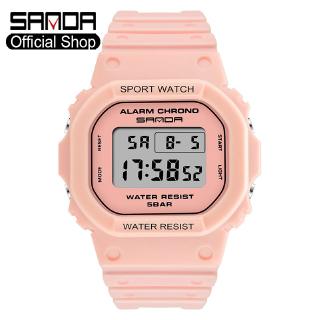 SANDA ผู้หญิงนาฬิกาสปอร์ตนาฬิกามัลติฟังก์ชั่นกันน้ำนาฬิกา LED