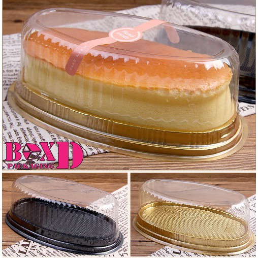 ZZ052 กล่องเค้ก วงรีฐานทอง  ฐานครีม ฐานดำ +ฝาใส  ชีสเค้ก กล่องเบเกอรี่ กล่องเค้ก กล่องเค้กวุ้น (แพค 10 ชุด)