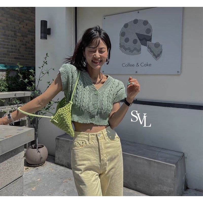 ไหมพรมแขนกุดผ้าknit นุ่มๆ ทอลายใ - qg_qdypbih - ThaiPick
