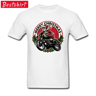 [COD]Hip Hop Men T Shirts Santa Claus Motorcycle Top T-shirts Merry Christmas White T Shirt Best Gift Sweatshirt Clothin