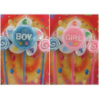 DZ125 Set เทียน GIRL/Boy  สีฟ้า สีชมพู Happy Birthday Candle มี 3 ชิ้น