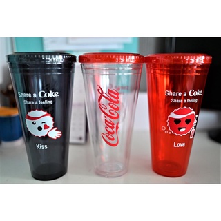 (Sale คละสี)แก้วโค้ก Share a coke share a feeling  #เนื้อหนา2ชั้น.ไม่รวมหลอด 35ออนซ์ สูง9นิ้ว ใบใหญ่