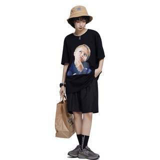 เสื้อยืดผ้าฝ้ายพิมพ์ลายแฟชั่น ‘’Curious Kid” เสื้อยืด สตรีทโอเวอร์ไซส์ Curious Kid Oversized T-Shirt