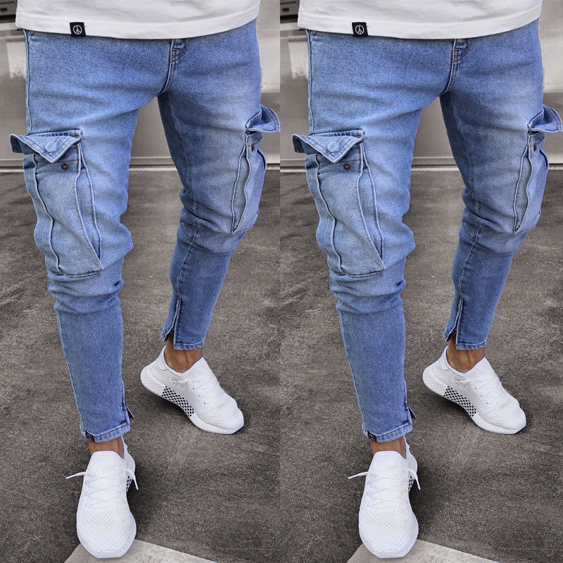Cinhent Mens Skinny Pant Stretch Denim Distressed Ripped Slim Fit Jeans Trouser
