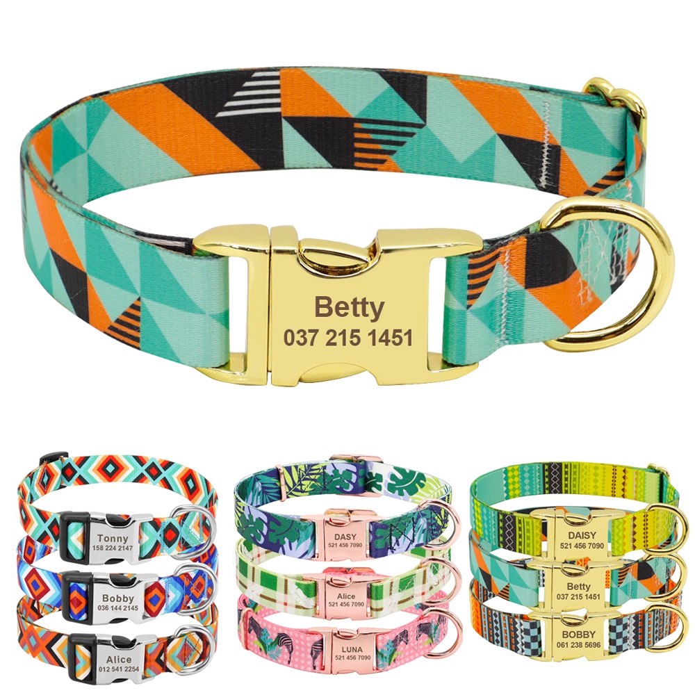 Fashion Custom Dog Collar Nylon Print Personalized Pet Collar Puppy Dog