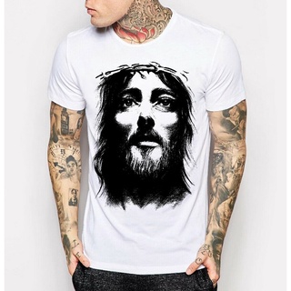 เสื้อยืดผ้าฝ้าย เสื้อยืด พิมพ์ลาย JESUS FACE CROWN OF THRONES คลาสสิก ไม่ซ้ําใคร สําหรับผู้ชาย BPgcmc37PPgelg37