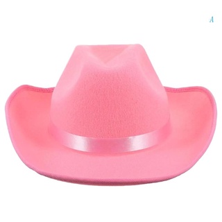 หมวกคาวบอย ผ้าสักหลาด แบบหนา สีชมพู สไตล์คาวบอย