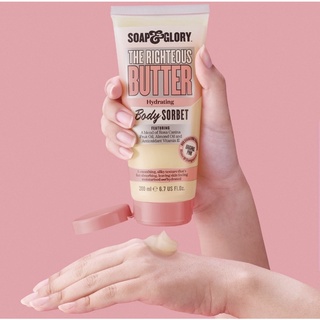 Soap and glory the righteous butter hydrating body sorbet กลิ่นหอมหวานและสดชื่นไปด้วยกลิ่นหอมของโรสและเบอร์กาม็อท