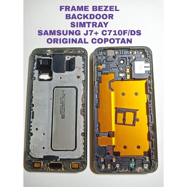 กรอบ bezzel backdoor ฝาครอบด้านหลัง simtray samsung j7 plus c710f ds j7+ ต้นฉบับ copotan