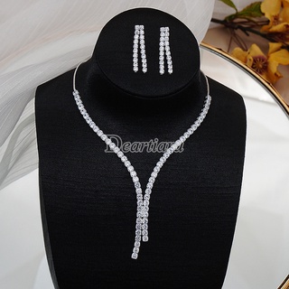 ชุดเครื่องประดับเจ้าสาว สร้อยคอ ต่างหู ประดับเพชรเทียม สําหร…