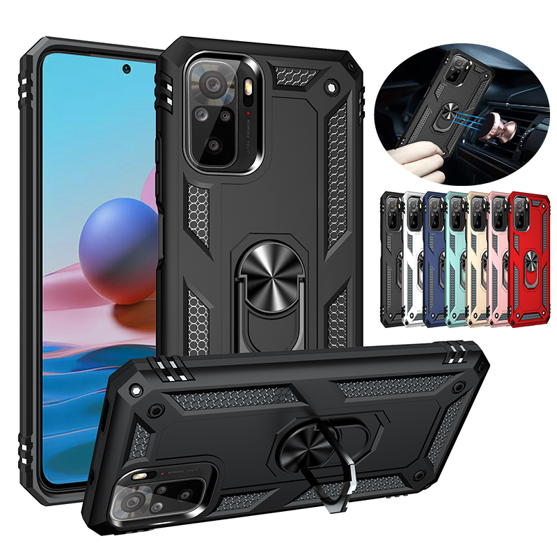 สําหรับ Xiaomi Redmi Note 10 10s Note 10 Pro เคสเกราะทหารกันกระแทก 360° Holder ฝาครอบวงแหวนขาตั้ง