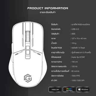 เมาส์ IWACHI G3 เมาส์ไฟ RGB แบบมีสาย เมาส์เกมมิ่ง ปรับไฟได้13โหมด ปรับDPI ได้สูงสุด 7200DPI