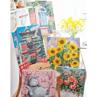 ภาพระบายสีตามตัวเลข ขึงเฟรมไม้ภาพวิวสวยๆ ขนาด 40×50CM ของขวัญ DIY สำหรับตกแต่งบ้าน Paint by Numbers