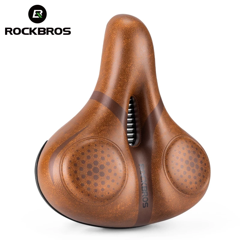 【TH Delivery】ROCKBROS อานเบาะนั่งจักรยาน หนัง PU แบบหนา สีน้ําตาลสะท้อนแสง ใส่สบาย อุปกรณ์เสริม สําหรับจักรยานเสือภูเขา