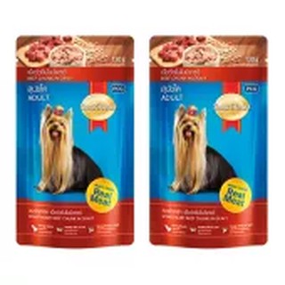 Smartheart Beef Chunk in Gravy Pouch Adult Dog [130g x24] สมาร์ทฮาร์ท อาหารเปียกสุนัขโต รสเนื้อวัวชิ้นในน้ำเกรวี่