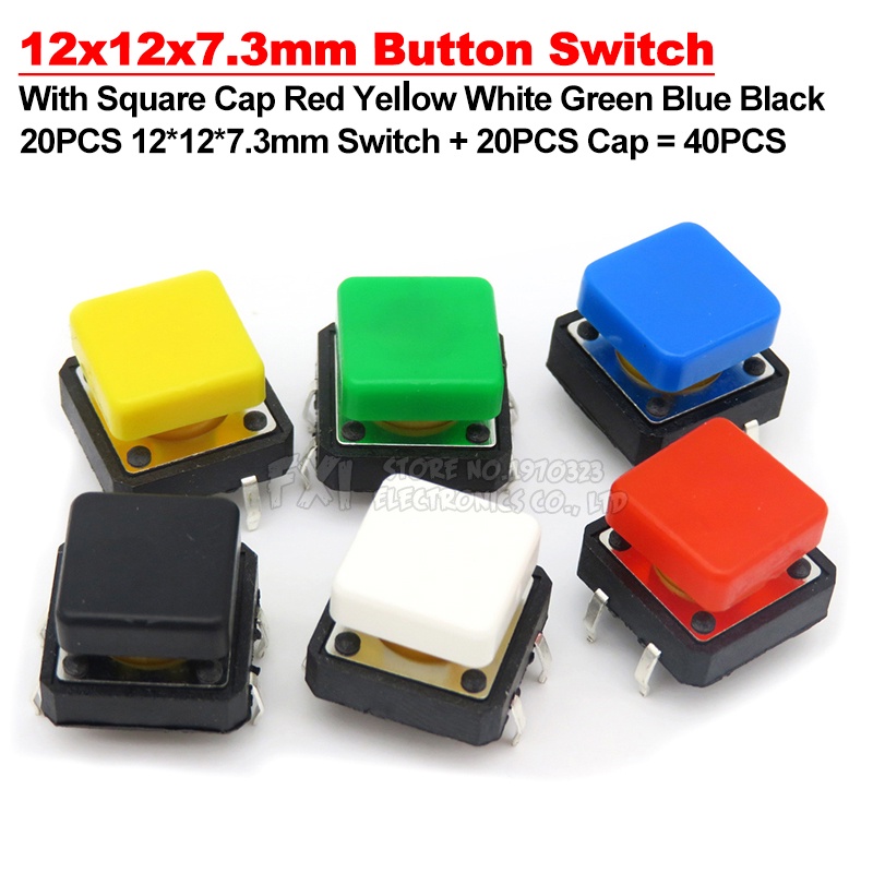 โมดูลสวิตช์ปุ่มกด PCB DIP 4PIN 12x12x7.3 มม. 12x12x7.3 มม. คุณภาพสูง 20 ชุด
