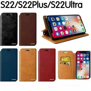 S22(พร้อมส่งในไทย)เคสฝาพับSamsung Galaxy S21FE/S21FE 5G/S22/S22Plus/S22Ultraเคสกระเป๋าเปิดปิดแบบแม่เหล็ก เก็บนามบัตรได้