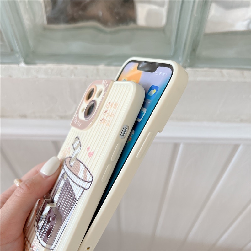 iPhone 13 12 12 pro max 11 promax X XR XS MAX ลายชานม วัสดุ TPU ที่วางสัมภาระ เคสโทรศัพท์ #8