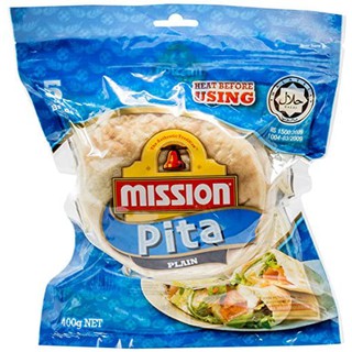 Mission Pita Plain 400g. มิชชั่น พิต้าเพลน 400 กรัม 1 แพ็ค มี 5 ชิ้น