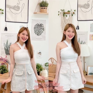 🔥 Linly skirt  กระโปรงผ้าทวิตชาแนล ทรงเอวสูง มีกระดุมเพิ่มความเก๋🔥