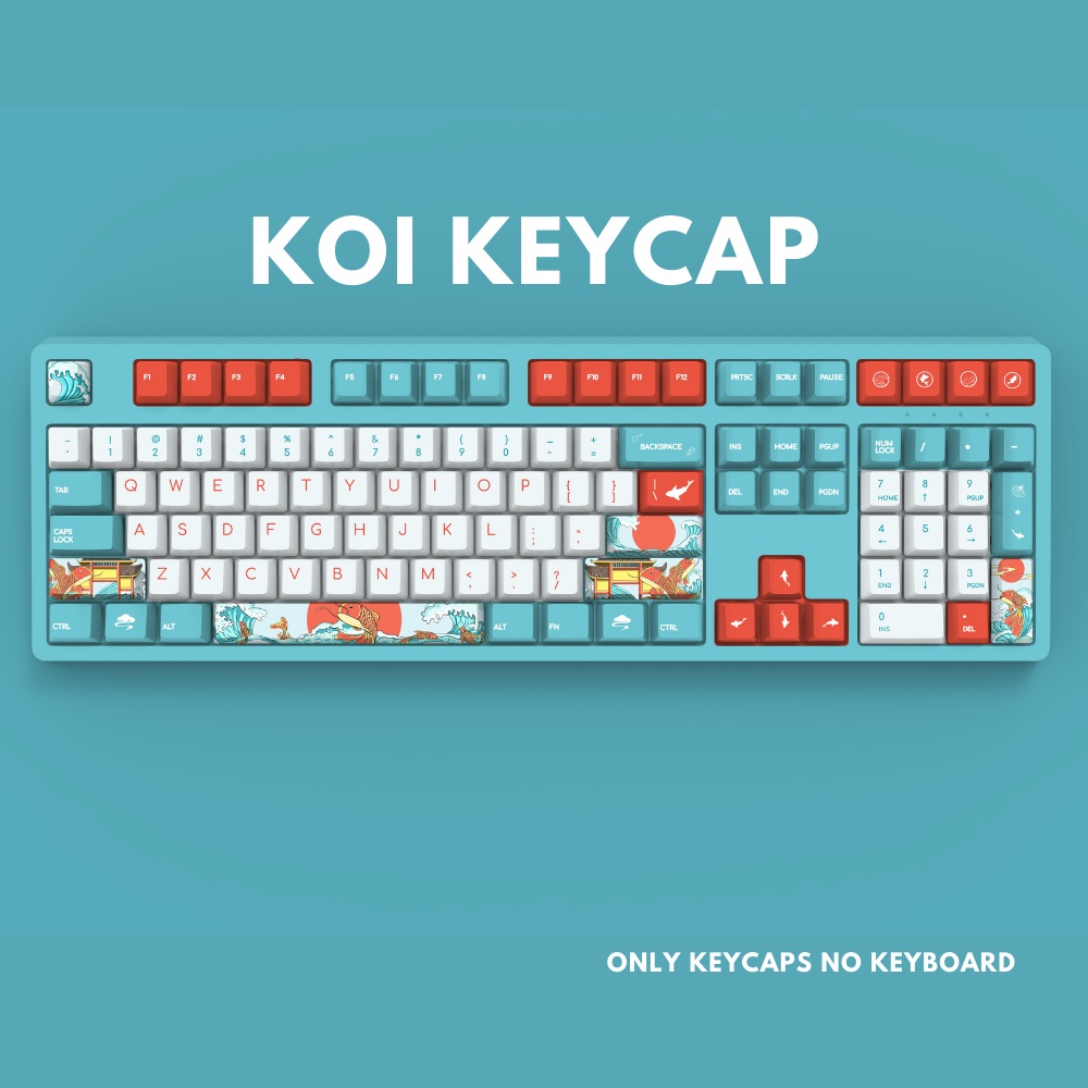 แป้นพิมพ์ภาษาไทย Koi keycap 104-key PBT sublimation OEM mechanical keyboard keycap
