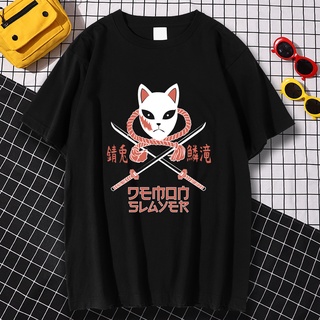 ROUNDคอลูกเรือNeckเสื้อยืด คอกลม ทรงหลวม พิมพ์ลายอนิเมะ Demon Slayer แฟชั่นฤดูร้อน สําหรับผู้ชาย-4XL