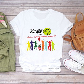 Zumba เสื้อยืดลําลอง แขนสั้น พิมพ์ลายกราฟฟิค เหมาะกับการเต้นรํา เล่นกีฬา ยิมนาสติก แฟชั่นฤดูร้อน สําหรับสตรี