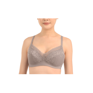 Presea by wacoal บราไร้โครง Wireless bra ตกแต่งลูกไม้ สีเทา MA1512