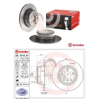 08 7019 81 จานเบรค ล้อ R (ยี่ห้อ BREMBO) รุ่น HC UV BMW X3 E83 ,X5 E53 ปี2000-&gt;