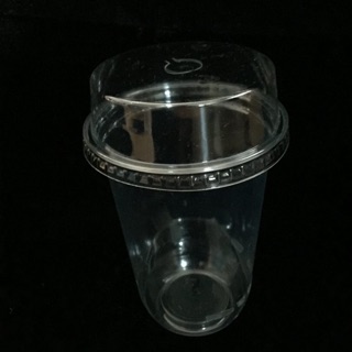 ขายส่ง แก้วพลาสติก Pet U plastic cup ทรงแคปซูล 20oz พร้อมฝาหัวตัด