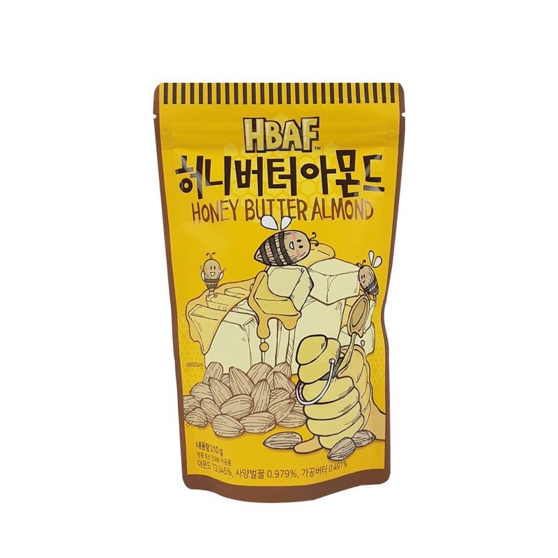 พร้อมส่งหิ้วจากเกาหลี ✈️ เอชบีเอเอฟ ฮันนี่ บัตเตอร์ อัลมอนด์ 210 กรัม / Honey Butter Almond (HBAF) 210g
