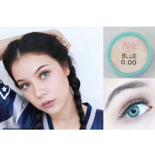 คอนแทคเลนส์ รุ่น Pitchy สีฟ้า/blue by sweety plus มีค่าสายตาปกติ