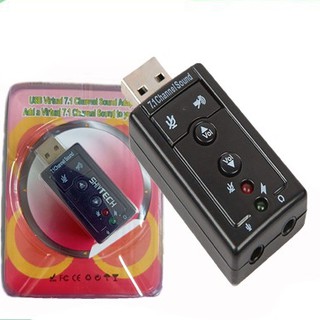 Sound USB Virtual 7.1  USB การ์ดเสียง ซาวด์การ์ด Audio 3D Sound Virtual 7.1 Channel Card Adapter