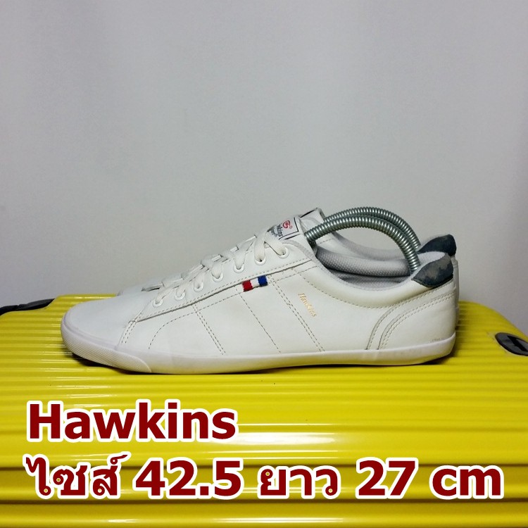 HAWKINS มือสอง ของแท้ ไซส์ 42.5 ยาว 27 เซน สภาพสวย (รองเท้า ฮอว์กินส์  หนัง ขาว รุ่น เบอร์ ไซด์  ไซร