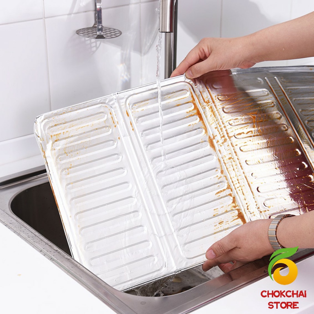 Chok แผ่นอลูมิเนียม สีตะกั่ว กันน้ำมันกระเด็น ฉากกั้นน้ำมันกระเด็น สำหรับ 1 เตา  plate to prevent oil spillage - รูปที่ 3