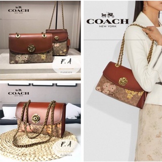 (ของแท้ 100%) COACH 54649 Parker กระเป๋าสะพายข้างรุ่นใหม่ / ลายดอกคามิเลียย้อนยุค / กระเป๋าถือโซ่ / กระเป๋าสะพาย