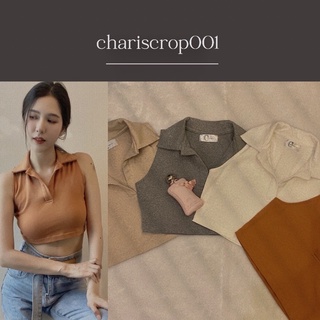 Chariscrop001เสื้อครอปคอปกมี4สีผ้าเนื้อดีมากก🥰