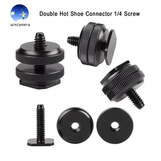 Double Hot shoe connector 1/4 camera screw hot shoe boots adapter ตัวเชื่อมต่อรองเท้าร้อน 1/4กล้องสกรูรองเท้าบู๊ทร้อนร้อ