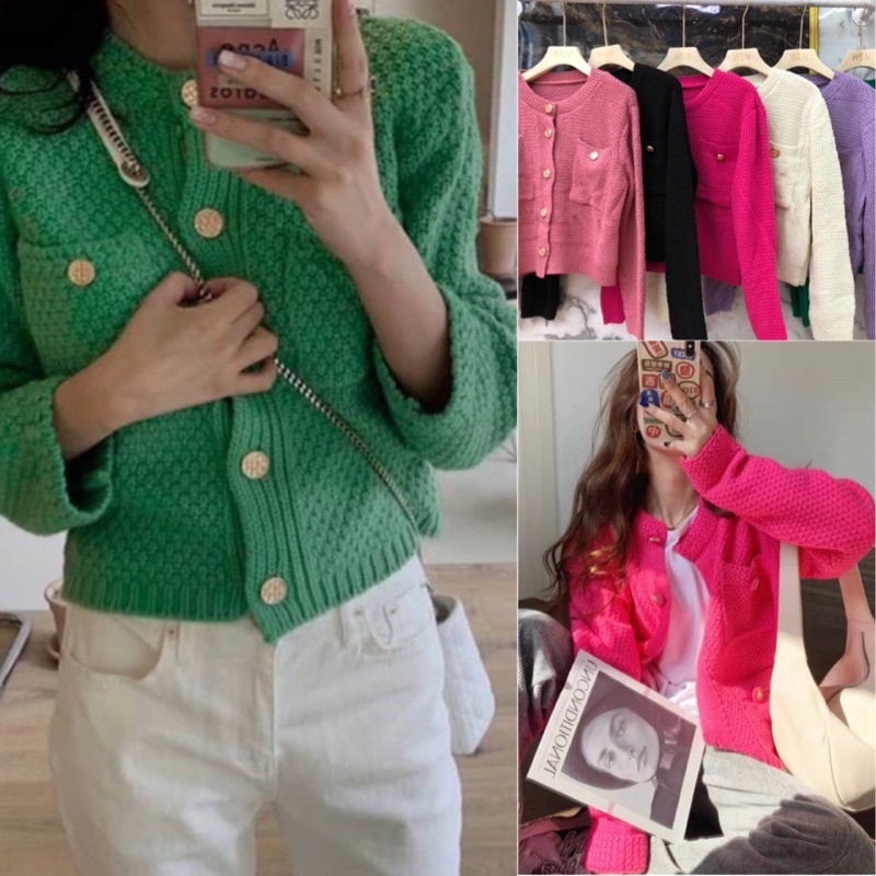 เสื้อ Knit cardigan เนื้อแน่นคุณภาพพรีเมี่ยมเนื้อผ้านุ่มนิ่ม พร้อมส่ง
