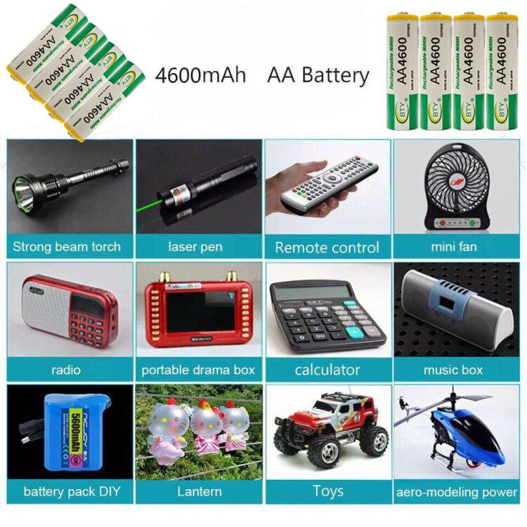 LCD เครื่องชาร์จ Super Quick Charger + BTY ถ่านชาร์จ AA 4600 mAh และ AAA 4300 mAh NIMH Rechargeable Battery