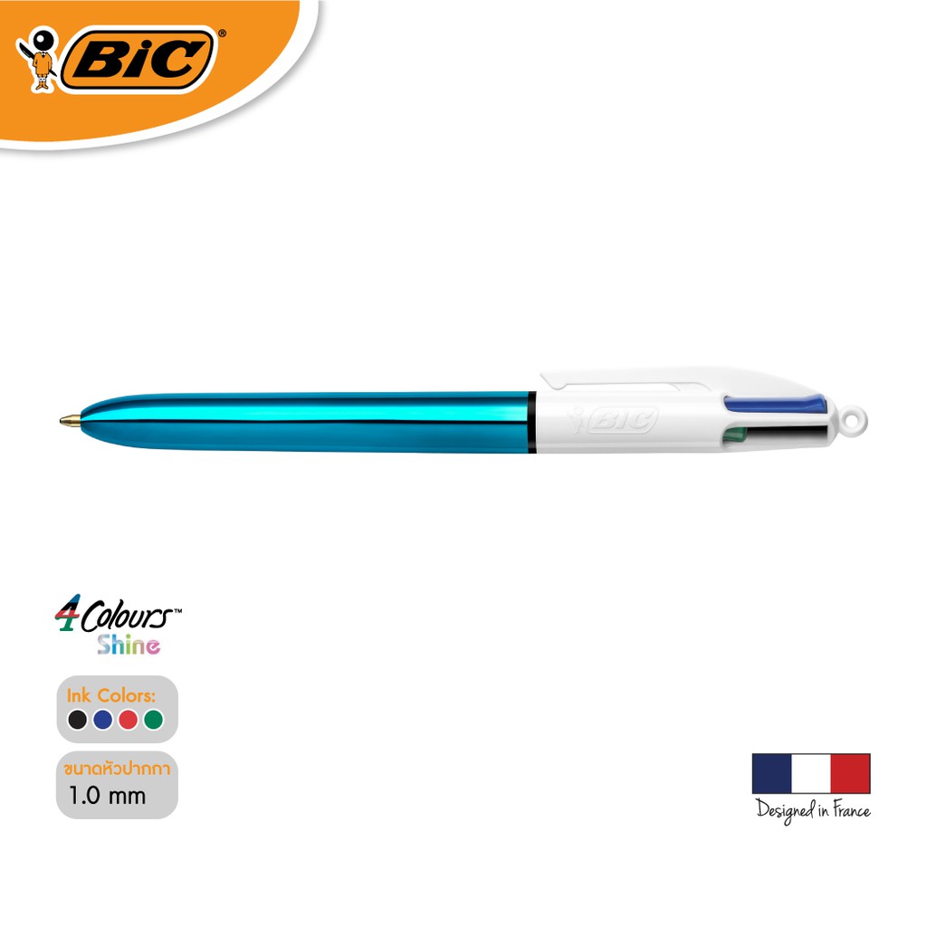 BIC บิ๊ก ปากกา 4 Colours Shine 4สี ปากกาลูกลื่น น้ำหมึก4in1 หัว1.0 mm.(Blue) จำนวน 1 ด้าม