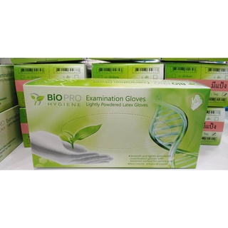 ถุงมือยางมีแป้ง  BioPro Hygiene *สินค้าใหม่* ไซด์ S บรรจุ 100 ชิ้น