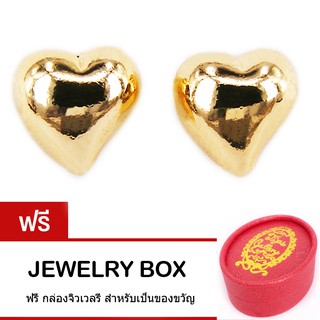 Tips Gallery ต่างหู เงิน 925 หุ้ม ทองคำ แท้ 24K รุ่น Pave Heart Design TES164