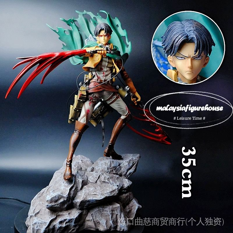 READY STOCK35CM ATTACK OF TITAN ANIME LC ACKERMAN LEVI TWO HEAD COPY RESIN GK FIGURE MODEL On Giant Captain Will Double