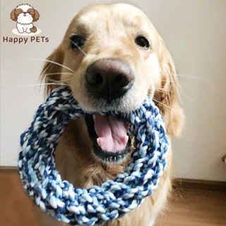 Happy PETs ของเล่นสุนัข เชือกกัดวงกลม สำหรับสุนัขขนาดใหญ่ เชือกขัดฟัน ของเล่นหมา