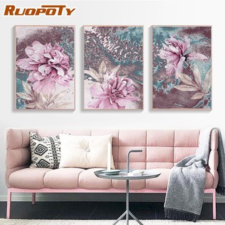 Ruopoty ภาพวาดสีอะคริลิค บนผ้าใบ ตามตัวเลข รูปดอกไม้ ขนาด 40X50 ซม. พร้อมกรอบ สําหรับตกแต่งบ้าน DIY